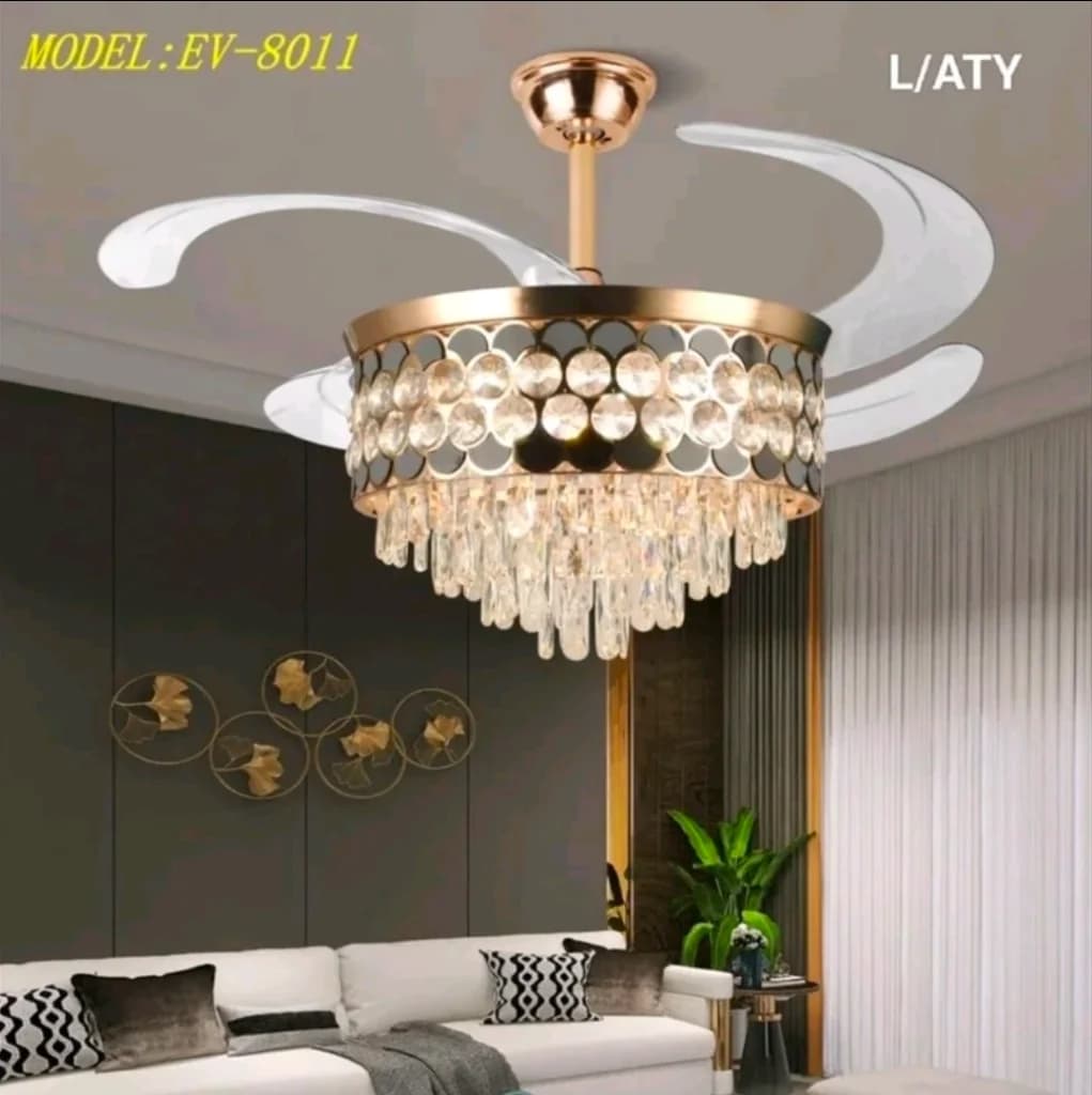 Lampu gantung kipas kristal EV-8011
