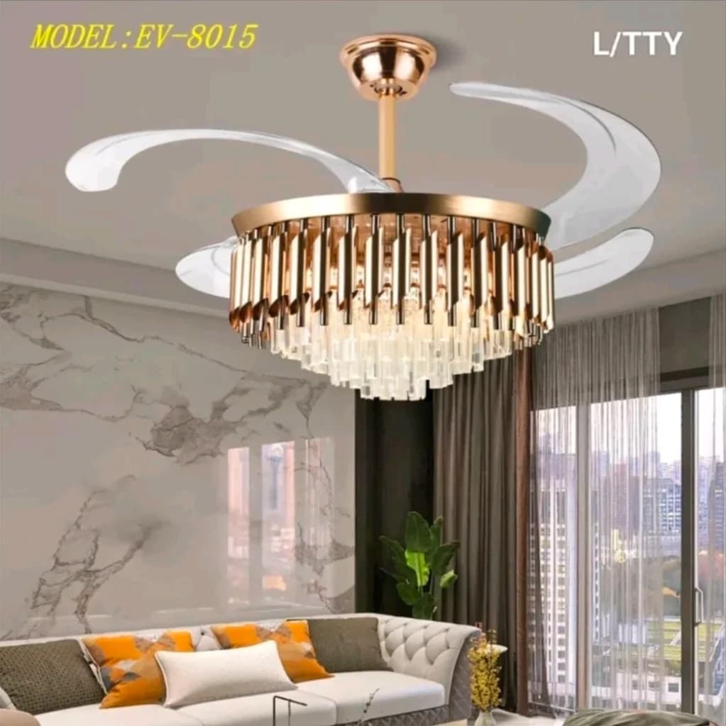 Lampu gantung kipas kristal EV-8015