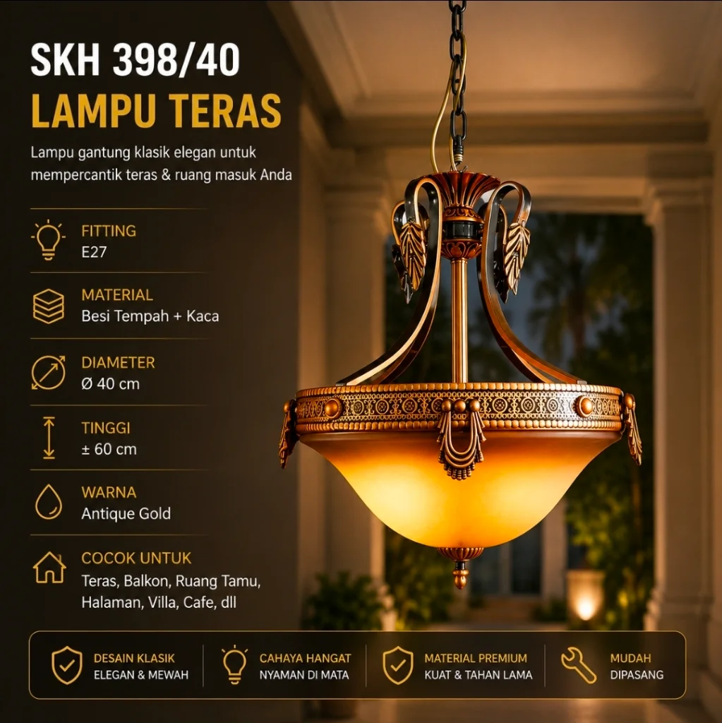 Lampu gantung klasik teras 398/40cm