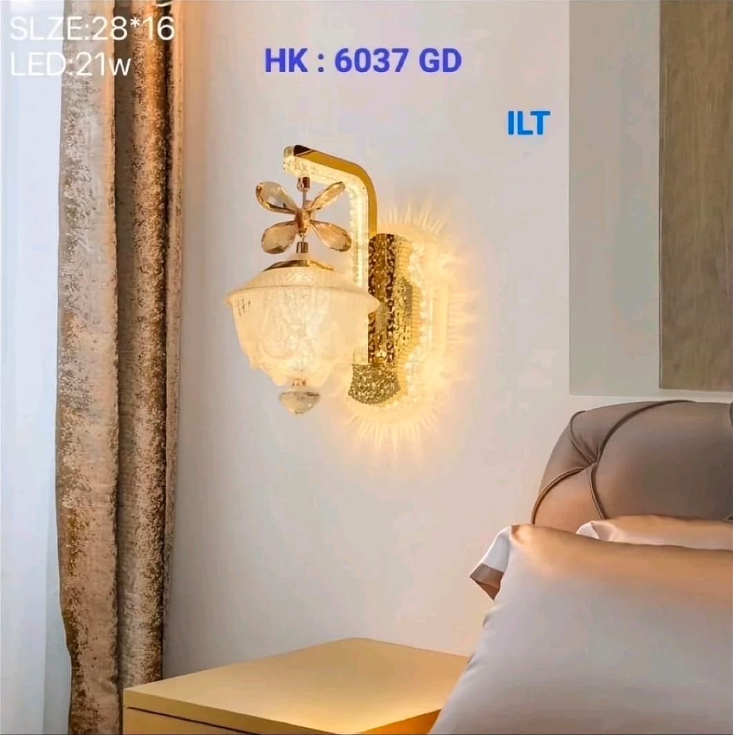 Lampu Dinding LED Kristal HK 6037 GD