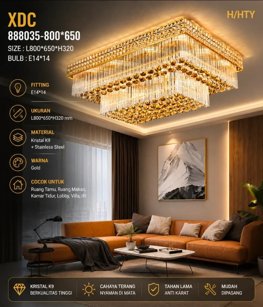 Lampu plafon kristal modern 888035-800*650