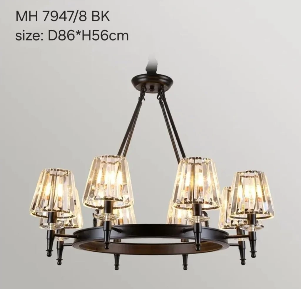 Lampu gantung kristal minimalis 7947/8 bk