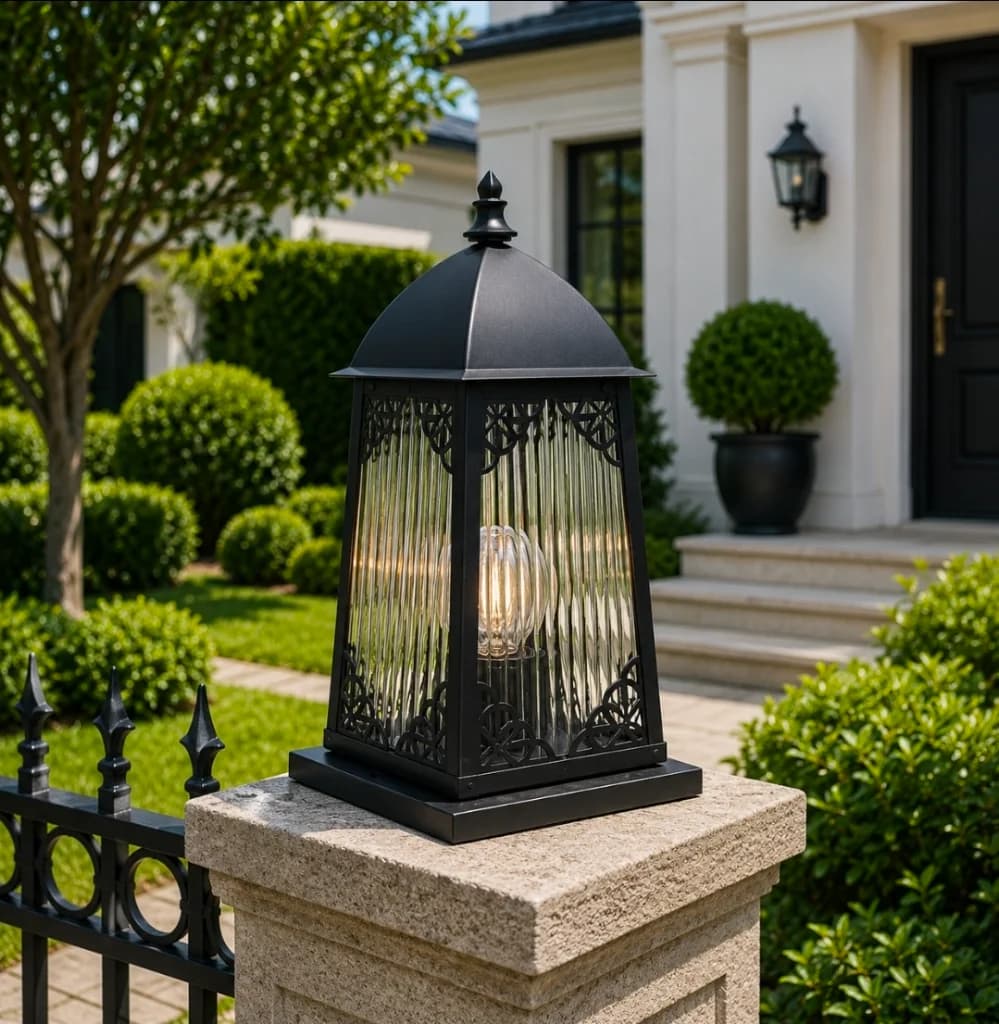 Lampu pilar outdoor klasik modern 1503-S BLK