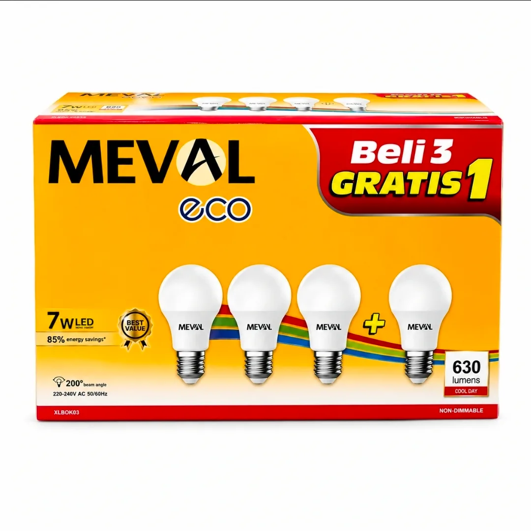 Lampu LED MEVAL ECO 7 Watt – Paket Hemat Beli 3 Gratis 1