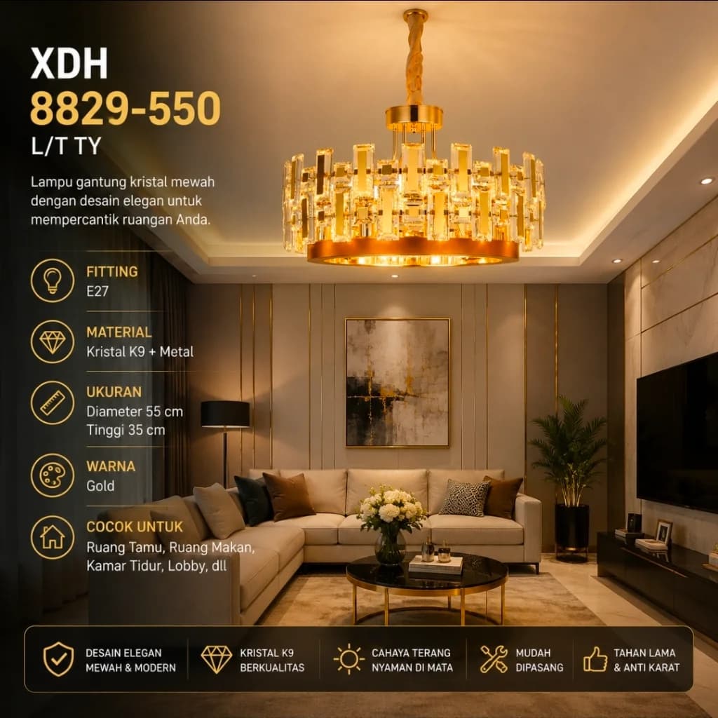 Lampu gantung kristal modern 8829-550 Rp