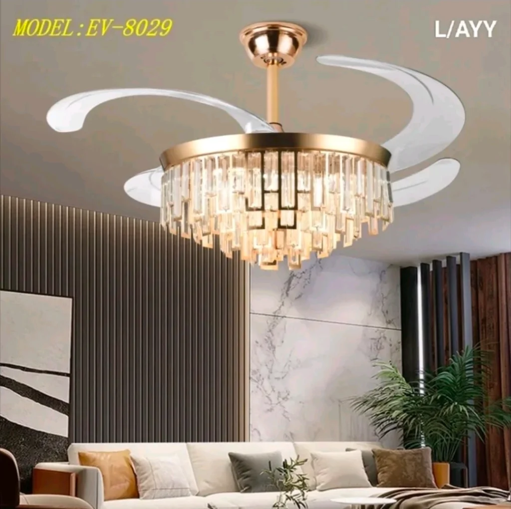 Lampu gantung kipas kristal EV-8029