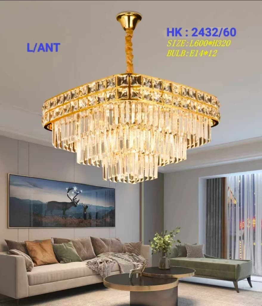 Lampu gantung minimalis kristal 2432/60