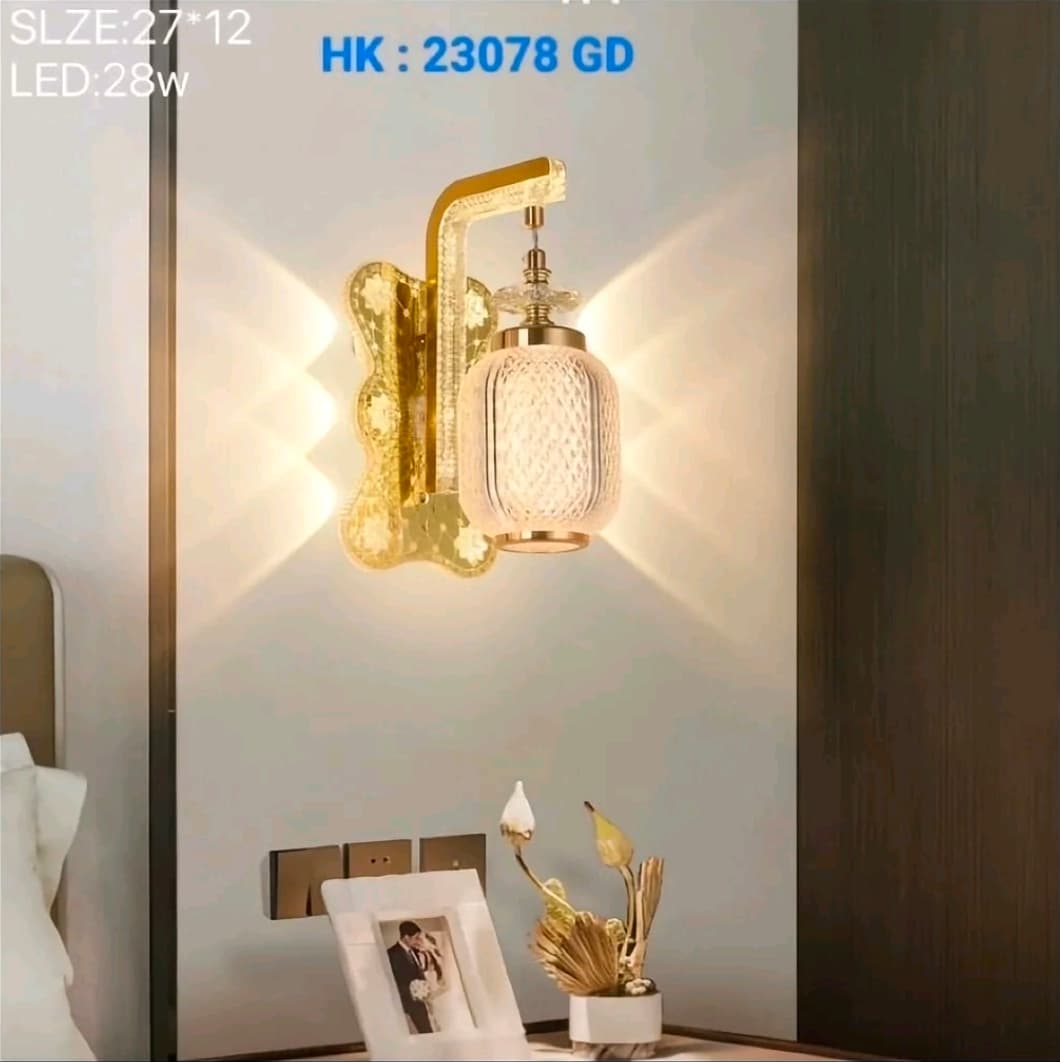 Lampu Dinding LED Kristal HK 23078 GD