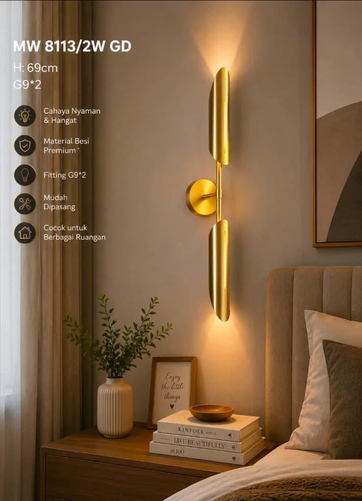 Lampu Dinding Modern MW 8113/2W GD